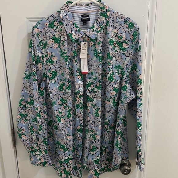 Talbots Blue Floral Button Down Shirt Size 20W NWT - Picture 3 of 12